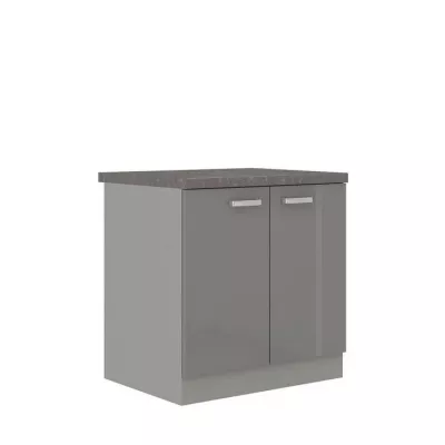 Alsó kétajtós konyhaszekrény 80 cm RONG - szürke / fényes szürke