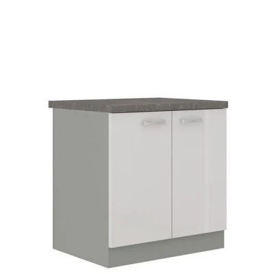 Alsó kétajtós konyhaszekrény 80 cm GENJI - szürke / fényes fehér