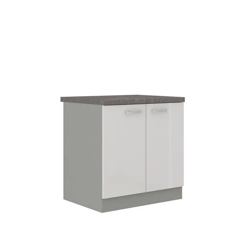 Alsó kétajtós konyhaszekrény 80 cm GENJI - szürke / fényes fehér