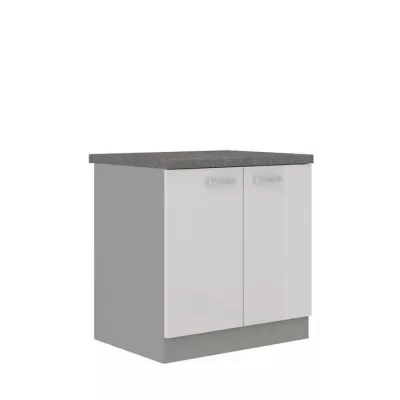 Alsó kétajtós konyhaszekrény 80 cm GENJI - szürke / fényes fehér