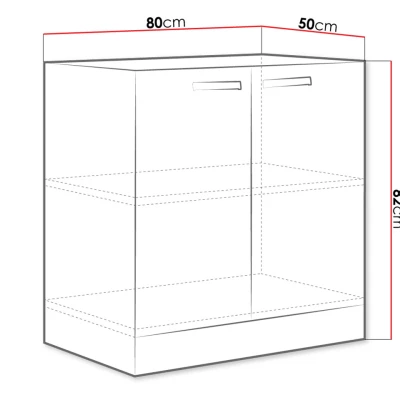 Alsó kétajtós konyhaszekrény 80 cm SHAN - szürke / fényes krém