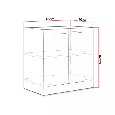 Alsó kétajtós konyhaszekrény 80 cm SHAN - szürke / fényes krém