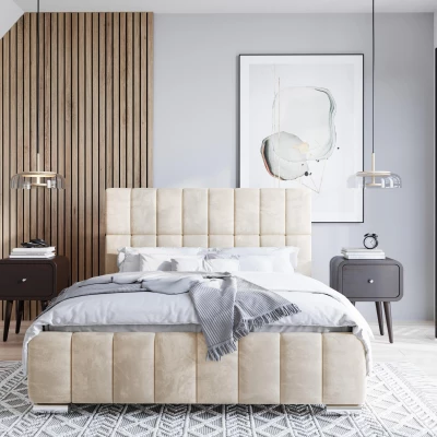 Modern ágy 160x200 ARLETE 1 tárolóhellyel - krémszínű