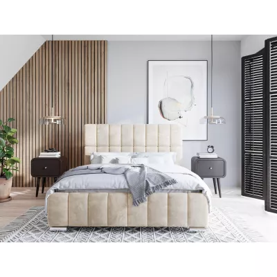Modern ágy 140x200 ARLETE 1 tárolóhellyel - krémszínű