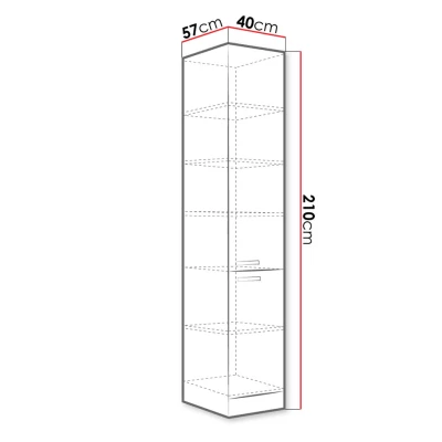 Magas konyhaszekrény 40 cm RONG - szürke / fényes szürke