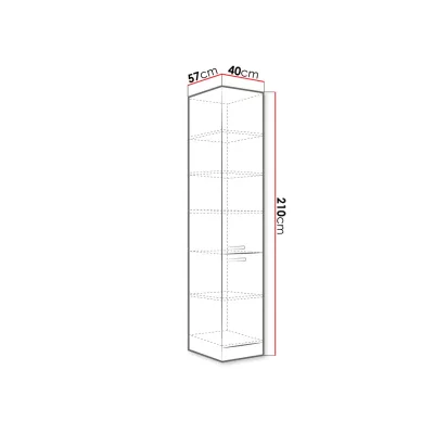 Magas konyhaszekrény 40 cm RONG - szürke / fényes szürke