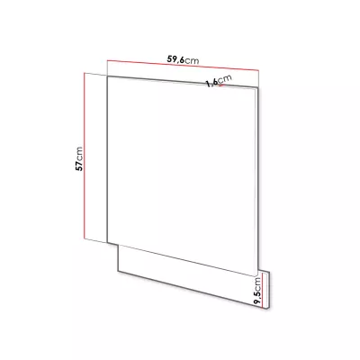 RONG konyhaszekrény ajtó - 570x596 mm, szürke / fényes szürke