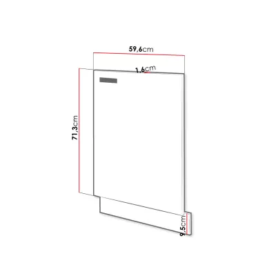 RONG konyhaszekrény ajtó - 713x596 mm, szürke / fényes szürke