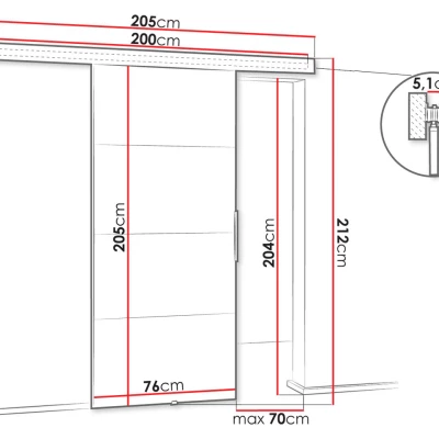 VIGRA 2 tolóajtó - 70 cm, antracit