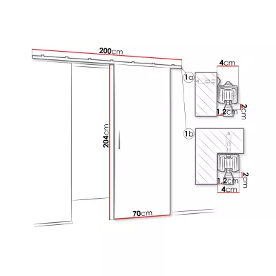 CONROE 1 beltéri tolóajtó - 70 cm, kraft tölgyfa