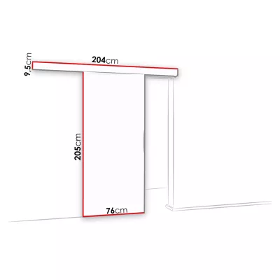 PALMIRA tolóajtó tükörrel - 70 cm, fehér