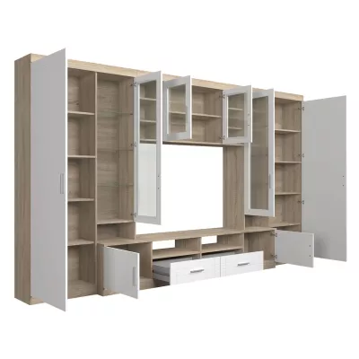 Modern nappali fal KILEEN - sonoma tölgy / grafit + INGYENES LED világítás