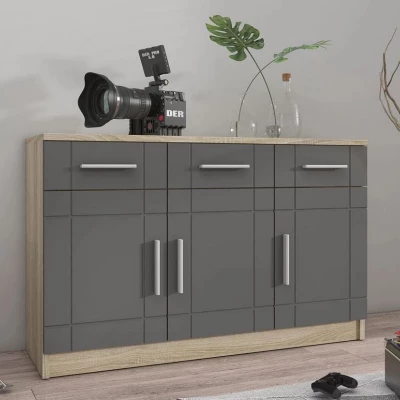KILEEN kombinált fiókos szekrény - sonoma tölgy / grafit