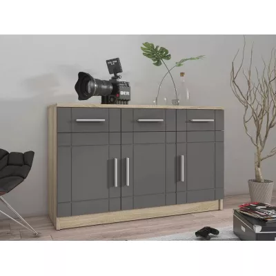 KILEEN kombinált fiókos szekrény - sonoma tölgy / grafit