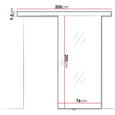 Tolóajtó beltérihez tükörrel PEARLEN 1 - 70 cm, fekete