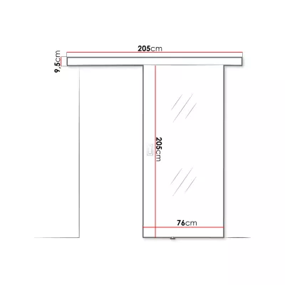 Tolóajtó beltérihez tükörrel PEARLEN 1 - 70 cm, fekete