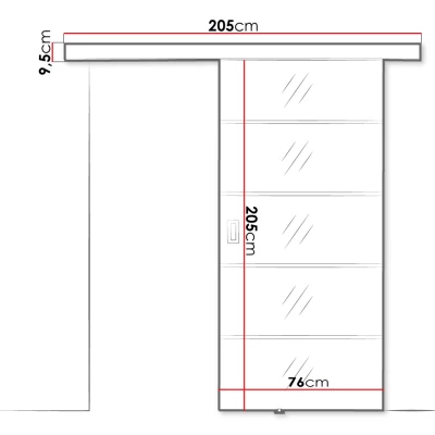 PEARLEN 2 tolóajtó belső tükrös kivitelben - 70 cm, fekete