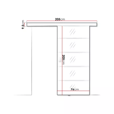 PEARLEN 2 tolóajtó belső tükrös kivitelben - 70 cm, fekete