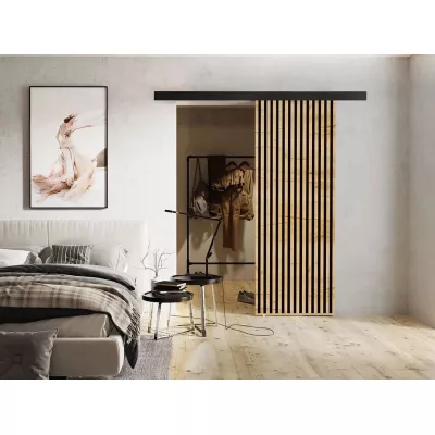 MIDLAND tolóajtó - 70 cm, kraft tölgy / fekete