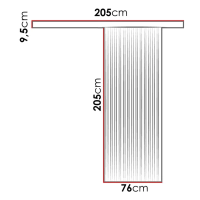 MIDLAND tolóajtó - 70 cm, kraft tölgy / fekete