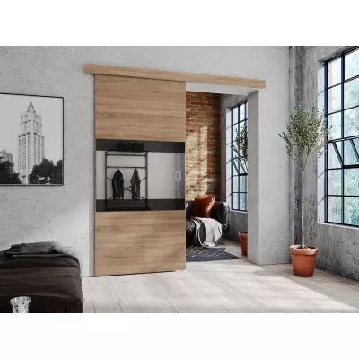 OLIVERIO tolóajtó tükörrel - 70 cm, sonoma tölgyfa
