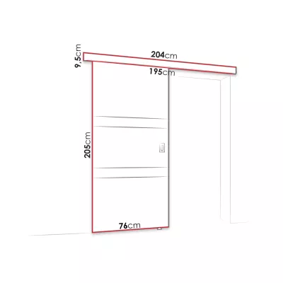 OLIVERIO tolóajtó tükörrel - 70 cm, kőrisfa