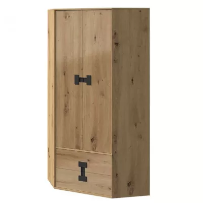 BASHIRA sarokgardrób - 80 cm, tölgy / fényes artisan tölgy