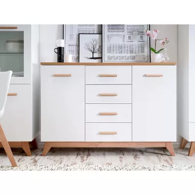 HENDA bútorszett nappaliba - fehér / tölgy