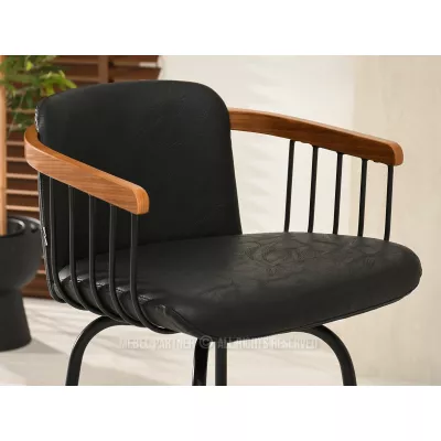 Elegáns bárszék SIDRA - dió / fekete eco bőr / fekete