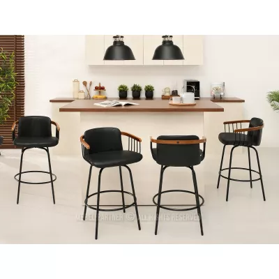 Elegáns bárszék SIDRA - dió / fekete eco bőr / fekete