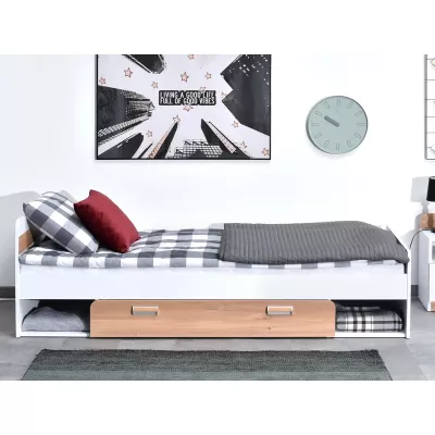 Egyszemélyes ágy 80x190 JOHELY - fehér / nash tölgy