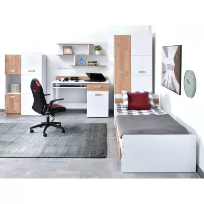 Egyszemélyes ágy 80x190 JOHELY - fehér / nash tölgy