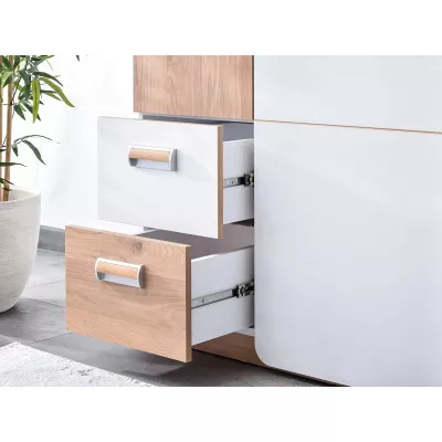 Fiókos szekrény 80 cm JOHELY - fehér / tölgy