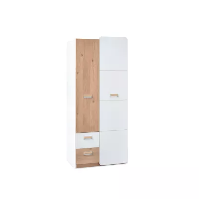 Fiókos szekrény 80 cm JOHELY - fehér / tölgy