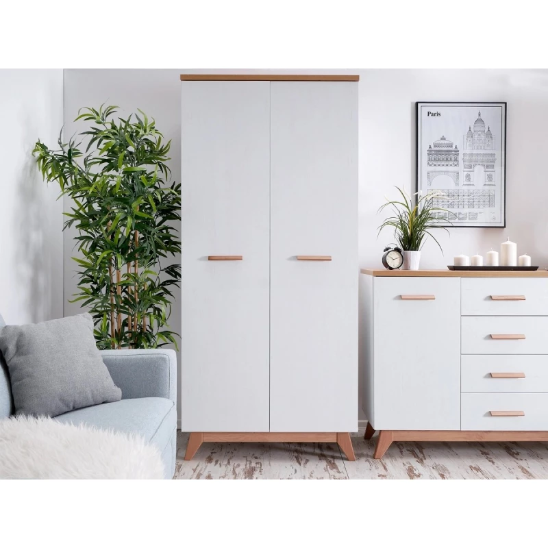 Gardrób 85 cm HENDA - fehér / tölgy