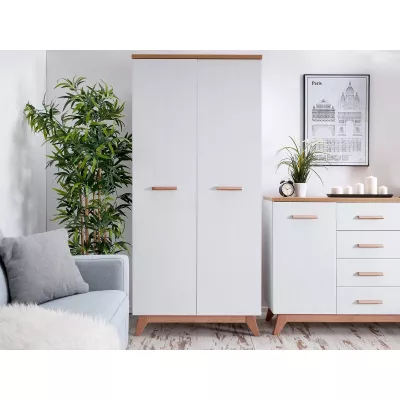 Gardrób 85 cm HENDA - fehér / tölgy