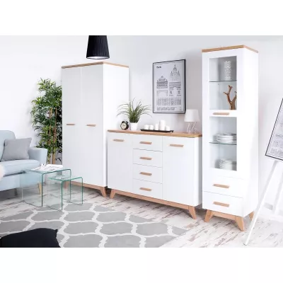 Gardrób 85 cm HENDA - fehér / tölgy