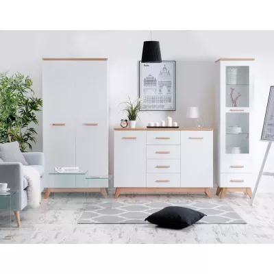 Gardrób 85 cm HENDA - fehér / tölgy