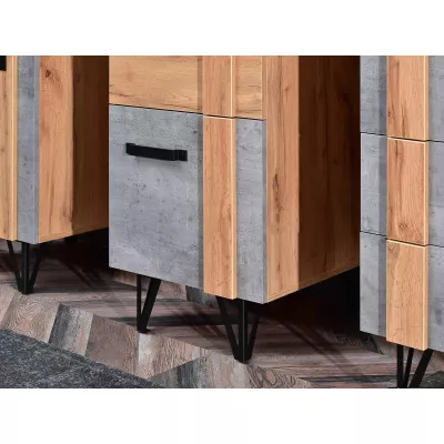 NIXON ruhásszekrény 46 cm - tölgy / beton / fekete