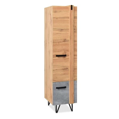 NIXON ruhásszekrény 46 cm - tölgy / beton / fekete
