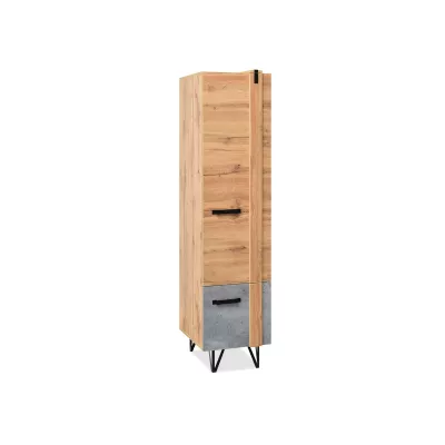 NIXON ruhásszekrény 46 cm - tölgy / beton / fekete