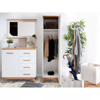 Keskeny gardrób 45 cm HENDA - fehér / tölgy