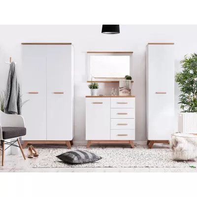 Keskeny gardrób 45 cm HENDA - fehér / tölgy