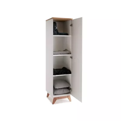 Keskeny gardrób 45 cm HENDA - fehér / tölgy
