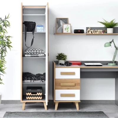 Keskeny gardrób 47 cm ANGELY - szürke / fehér