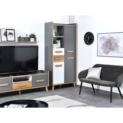 Polcos szekrény 90 cm ANGELY - szürke / fehér