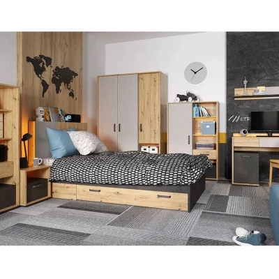 APTOS 1 diákbútor - artisan tölgy / nyers acél / selyemfényű