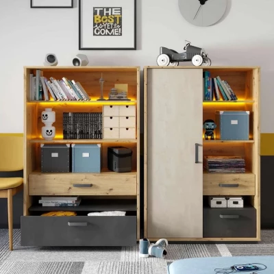 APTOS 3 diákbútor - artisan tölgy / nyers acél / selyemkendő