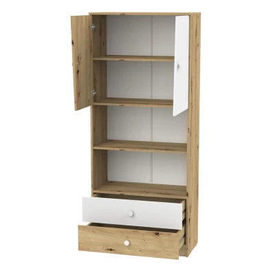 Diákbútor ággyal 90x200 CHIMA 2 - artisan tölgy / fehér / szürke