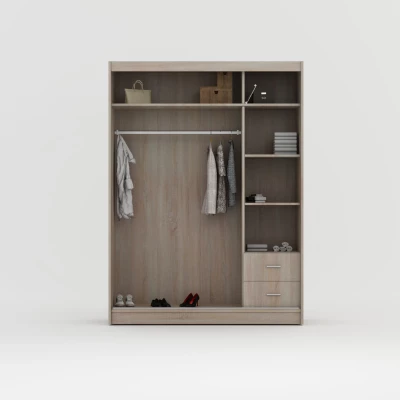 Szekrény tükrös 150/62 LINEA - fekete